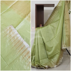 Pastel green cotton tissue saree