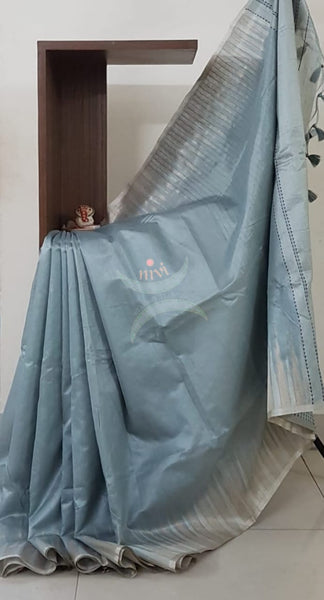 Pastel blue cotton tissue saree