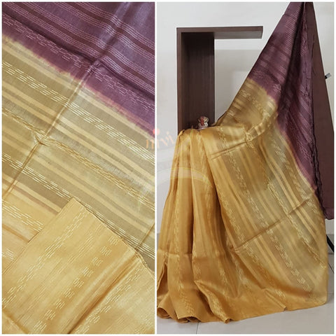 Gold yellow pure tussar silk