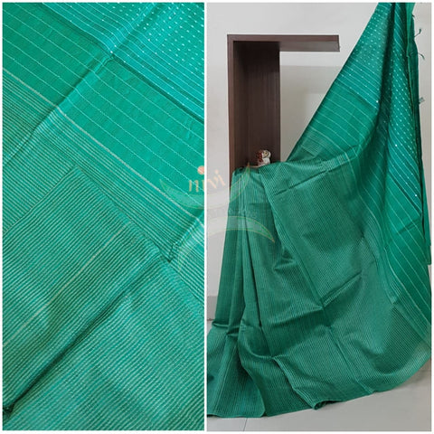 Sea green pure tussar silk
