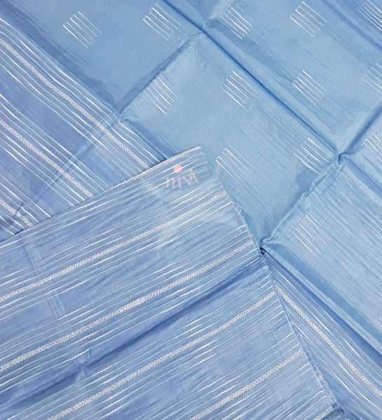 Blue pure tussar silk