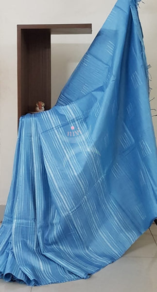 Blue pure tussar silk