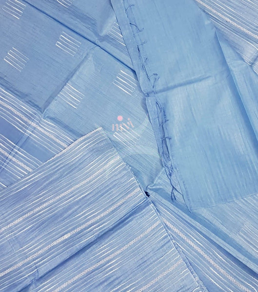 Blue pure tussar silk