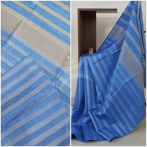 Blue pure tussar silk