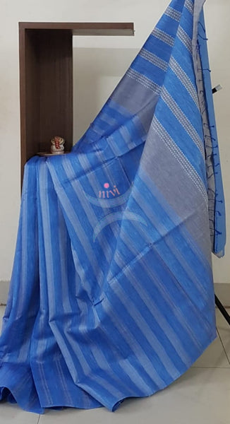 Blue pure tussar silk