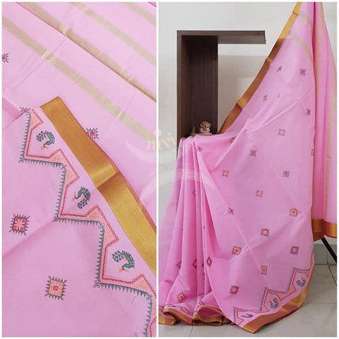 Kota cotton kasuti embroidered saree.