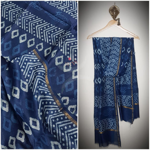 Handloom Indigo Chanderi dupatta
