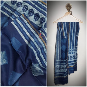 Handloom Indigo Chanderi dupatta