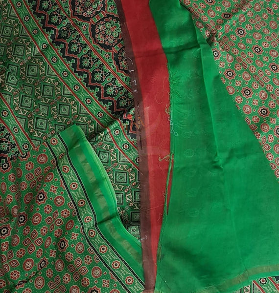 Handloom chanderi bagru handblock printed saree