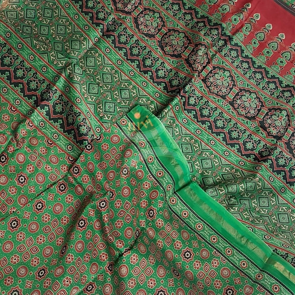 Handloom chanderi bagru handblock printed saree