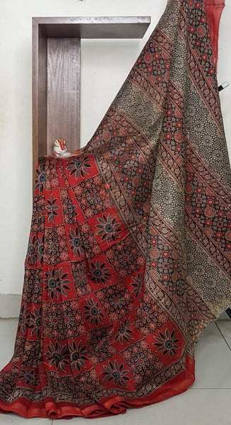 Handloom chanderi bagru handblock printed saree