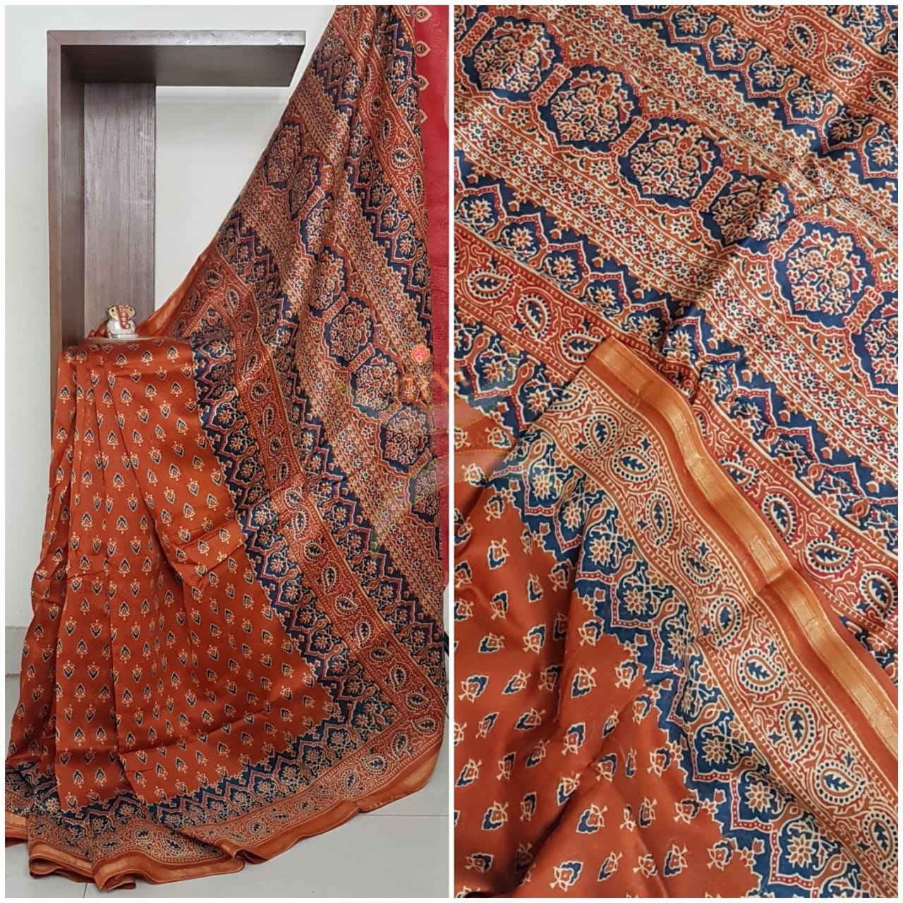 Handloom chanderi bagru handblock printed saree