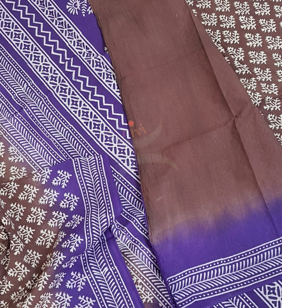 Handloom cotton bagru hand printed saree