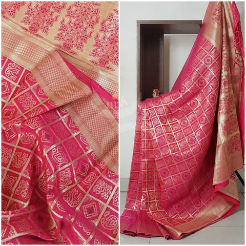 Dupion silk with resham double woven benaras brocade saree