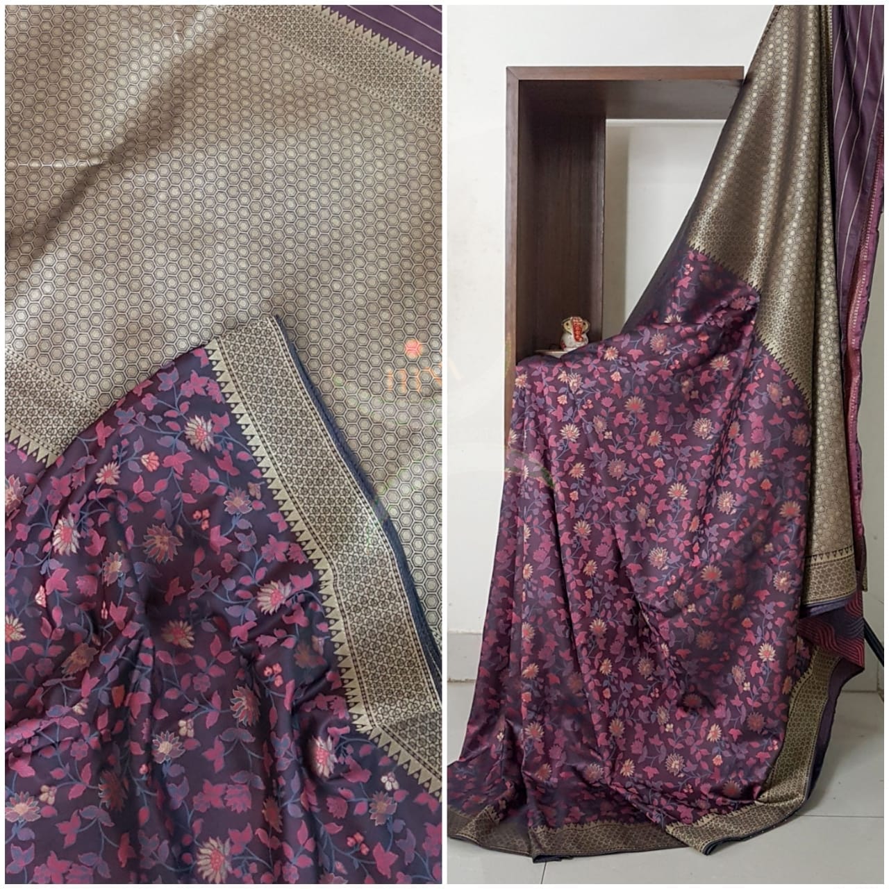 Pure muga silk benaras brocade saree.