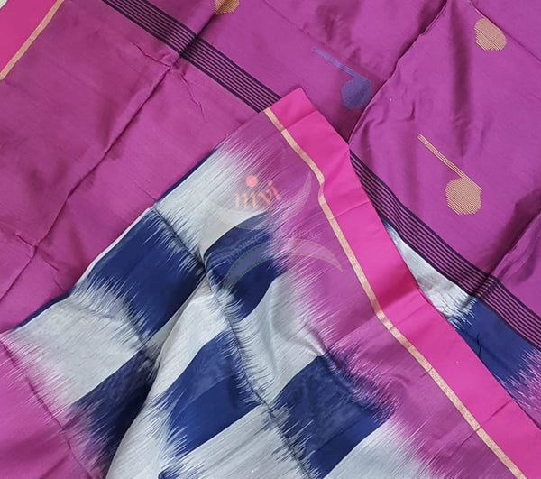 Ikat woven Bengal handloom cotton saree.