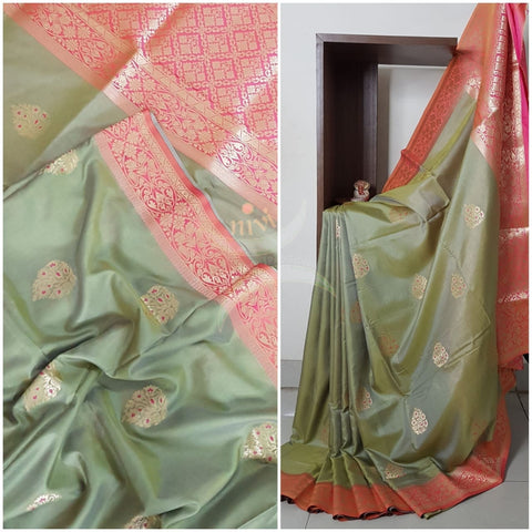 Dupion silk  benaras brocade light weight saree.