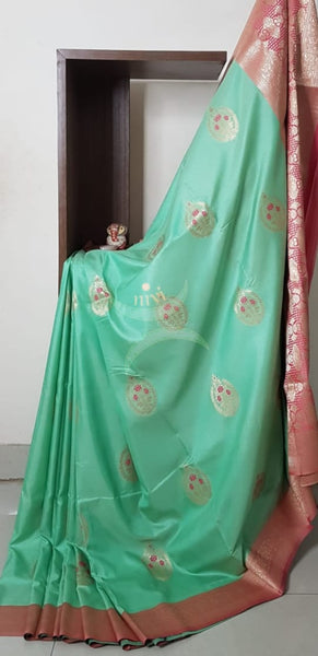 Dupion silk  benaras brocade light weight saree.