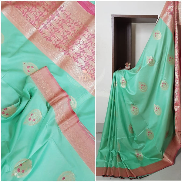 Dupion silk  benaras brocade light weight saree.