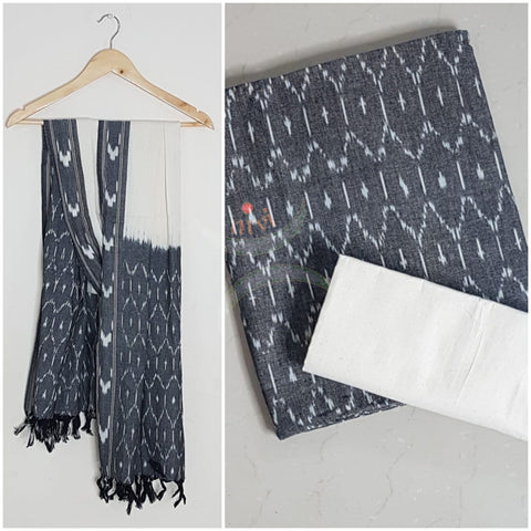 Handloom pochampalli ikat pure cotton 3 piece suit set.