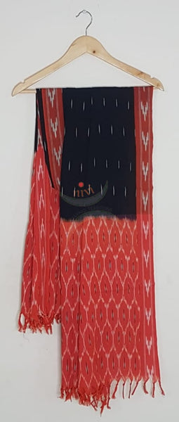 Handloom pochampalli ikat pure cotton 3 piece suit set.