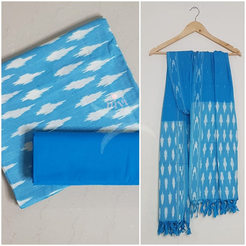 Handloom pochampalli ikat pure cotton 3 piece suit set.