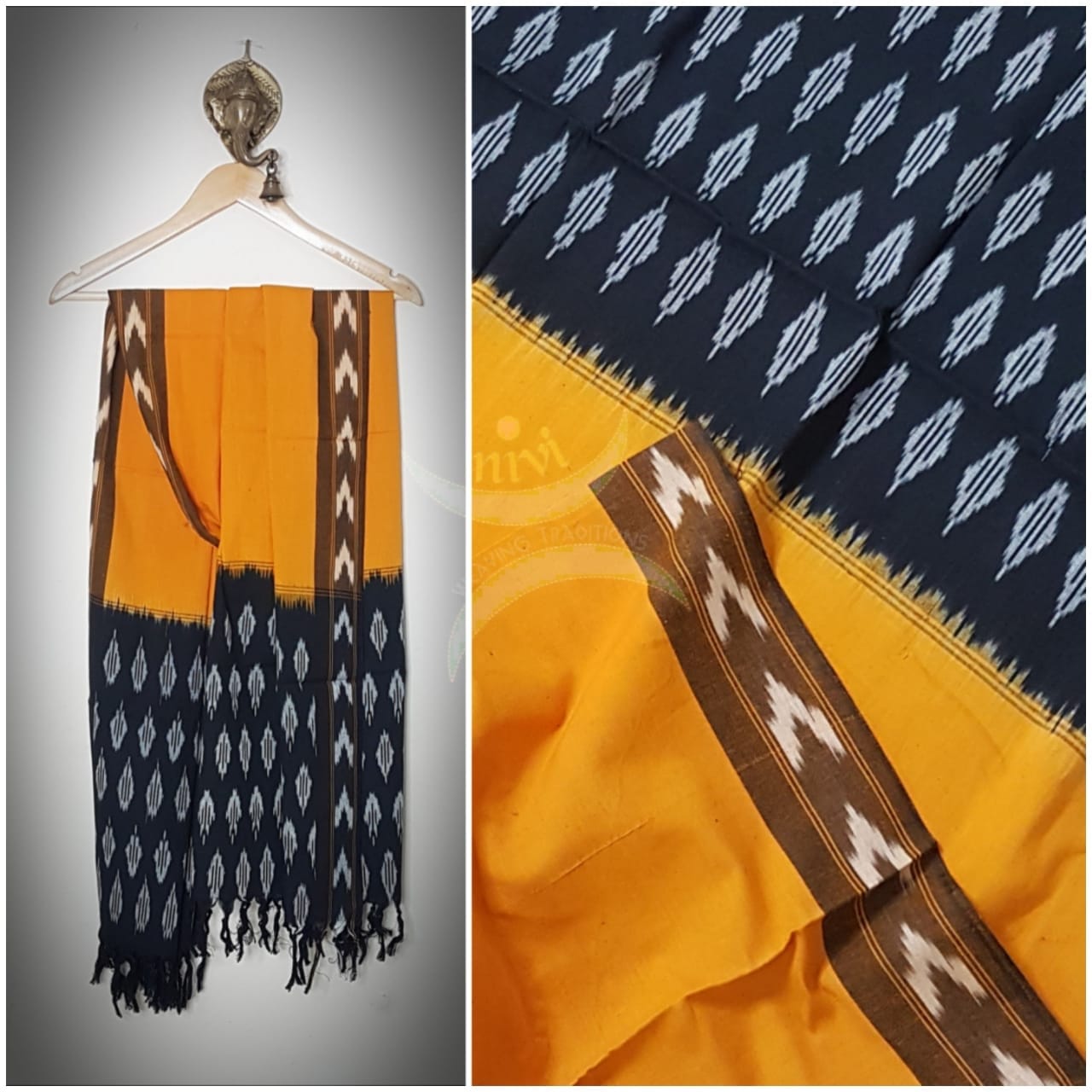 Handloom pochampalli ikat cotton duppata