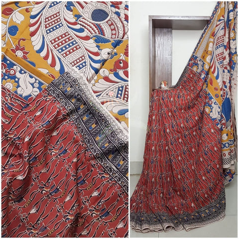 kalamkari handblock printed pure cotton saree