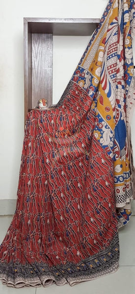 kalamkari handblock printed pure cotton saree