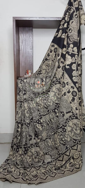 kalamkari handblock printed pure cotton saree