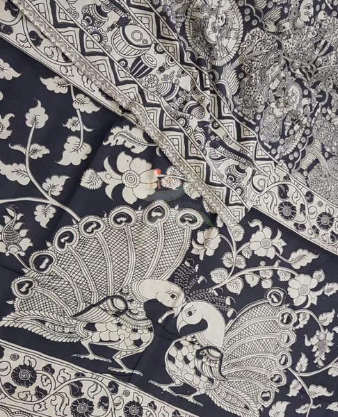 kalamkari handblock printed pure cotton saree