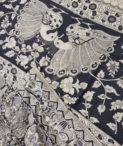 kalamkari handblock printed pure cotton saree