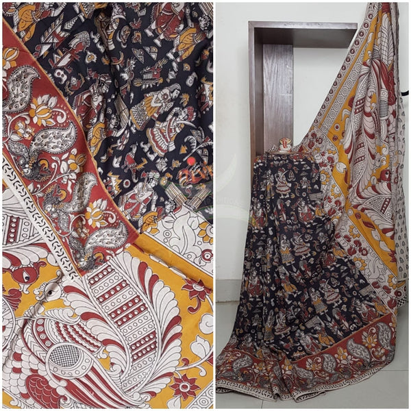 kalamkari handblock printed pure cotton saree