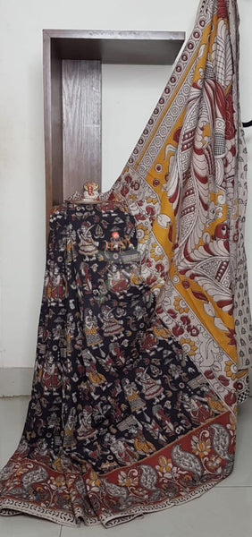 kalamkari handblock printed pure cotton saree