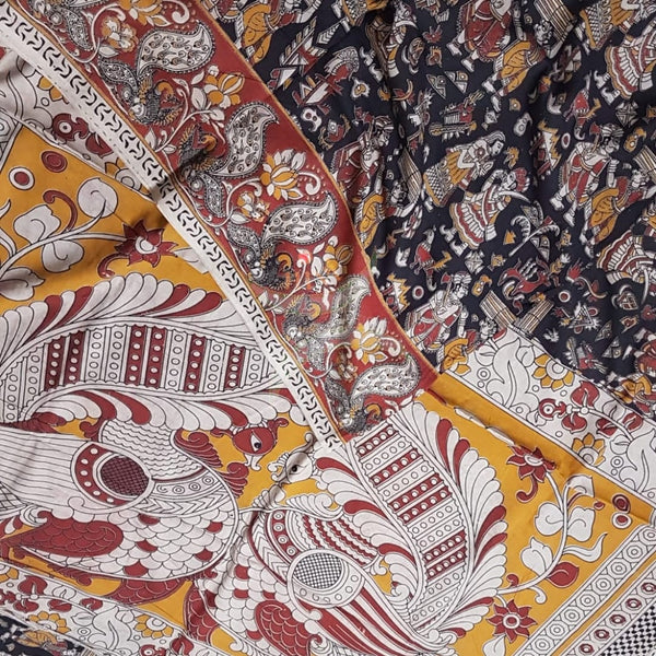 kalamkari handblock printed pure cotton saree