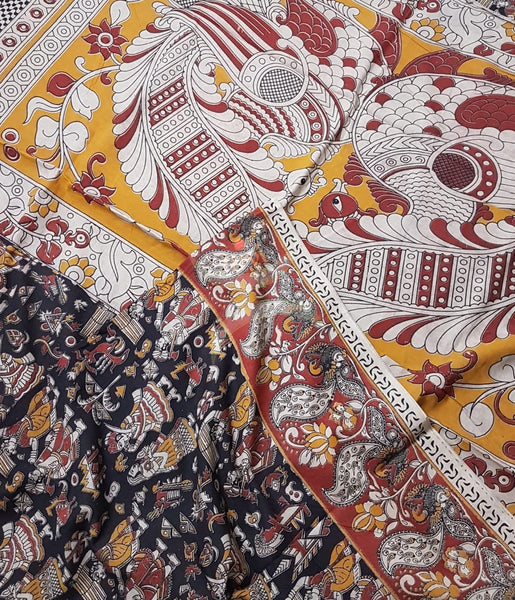 kalamkari handblock printed pure cotton saree