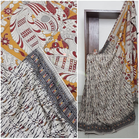 kalamkari handblock printed pure cotton saree
