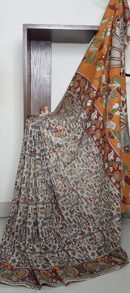 kalamkari handblock printed pure cotton saree