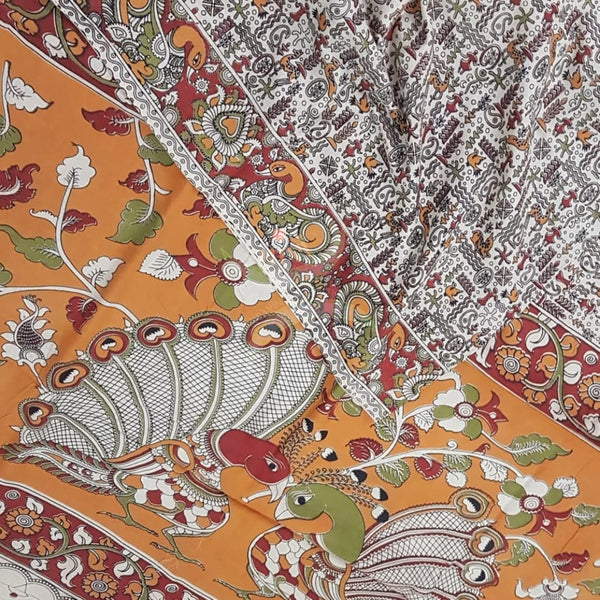 kalamkari handblock printed pure cotton saree