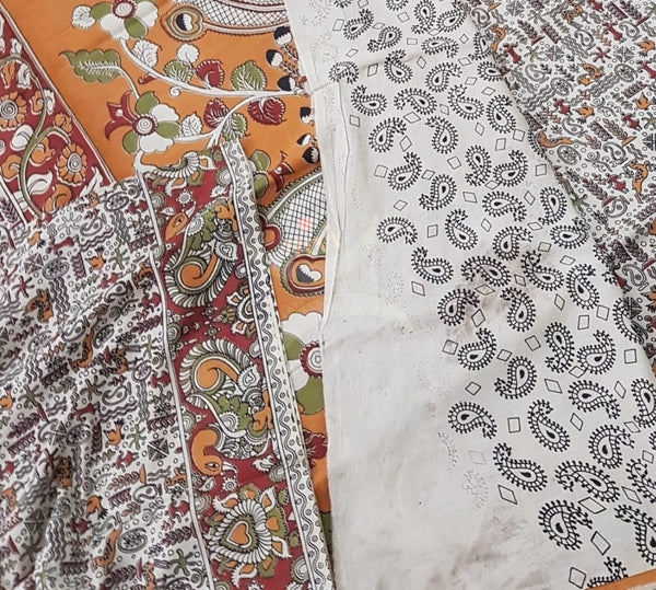 kalamkari handblock printed pure cotton saree