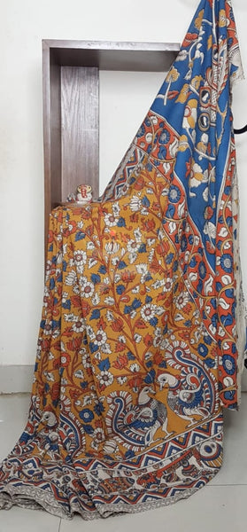 kalamkari handblock printed pure cotton saree