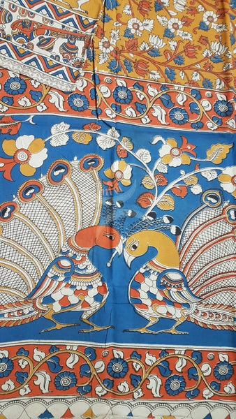 kalamkari handblock printed pure cotton saree