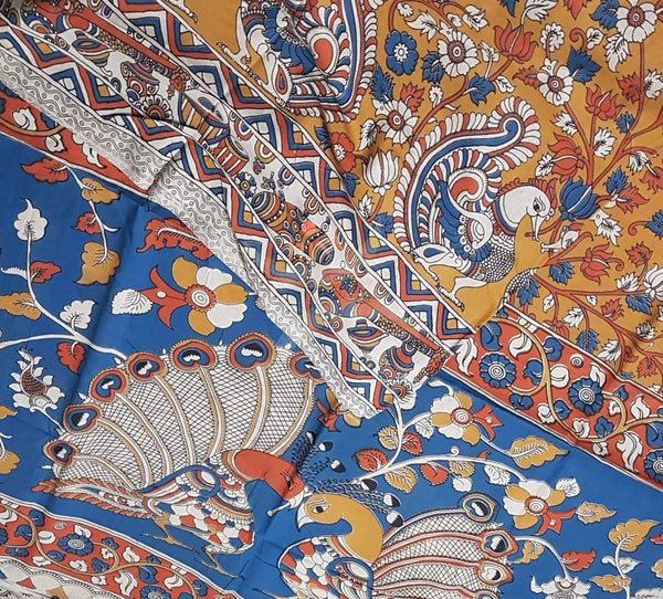 kalamkari handblock printed pure cotton saree