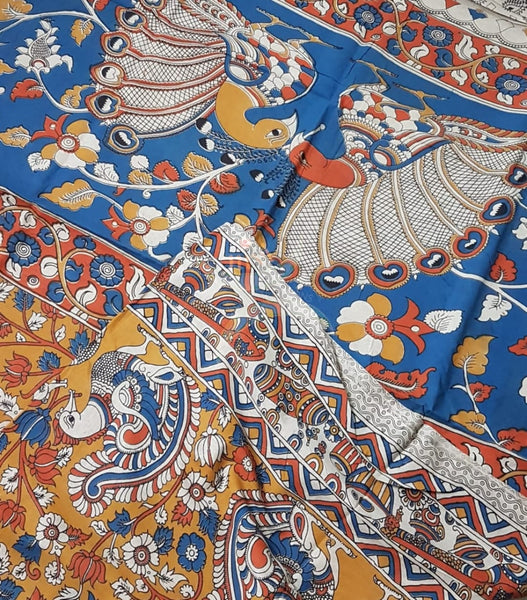 kalamkari handblock printed pure cotton saree