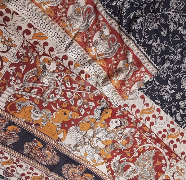 kalamkari handblock printed pure cotton saree