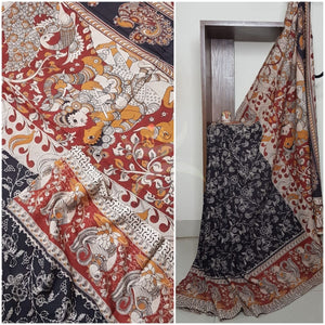 kalamkari handblock printed pure cotton saree