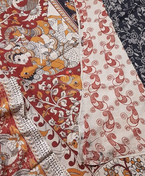 kalamkari handblock printed pure cotton saree