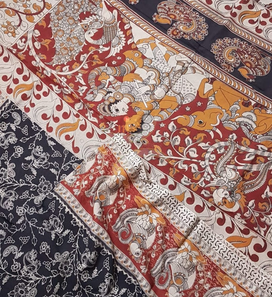 kalamkari handblock printed pure cotton saree