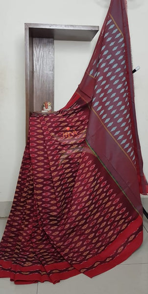 Pochampalli-ikat Handloom Merserised Cotton Saree.