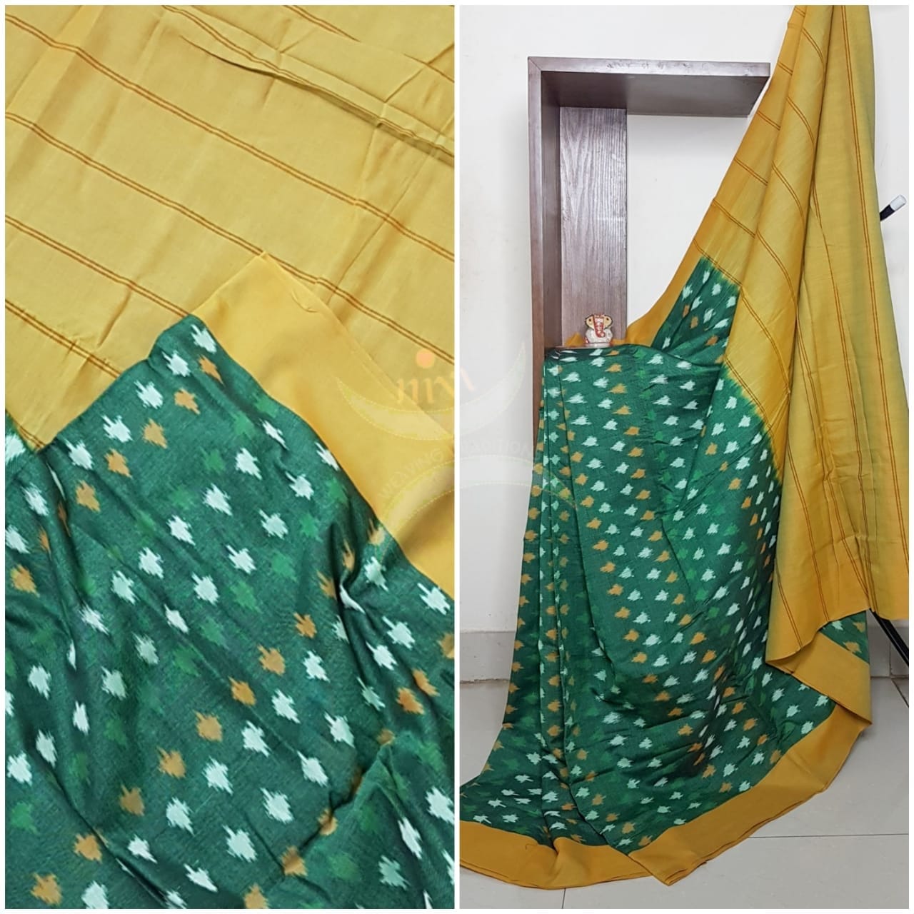 Pochampalli-ikat Handloom Merserised Cotton Saree.